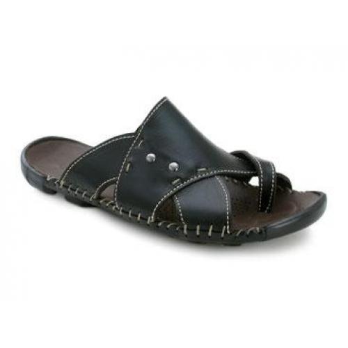 Bacco Bucci "Peterson" Black Genuine Soft Italian Calfskin Sandals